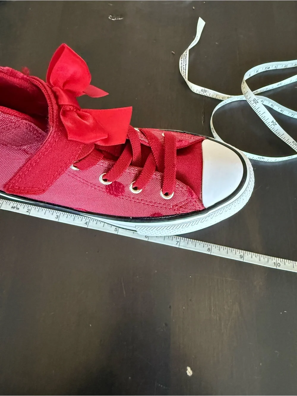 Converse Chuck Taylor All Star Girls High Top Red Bow Sneakers Youth Size 1